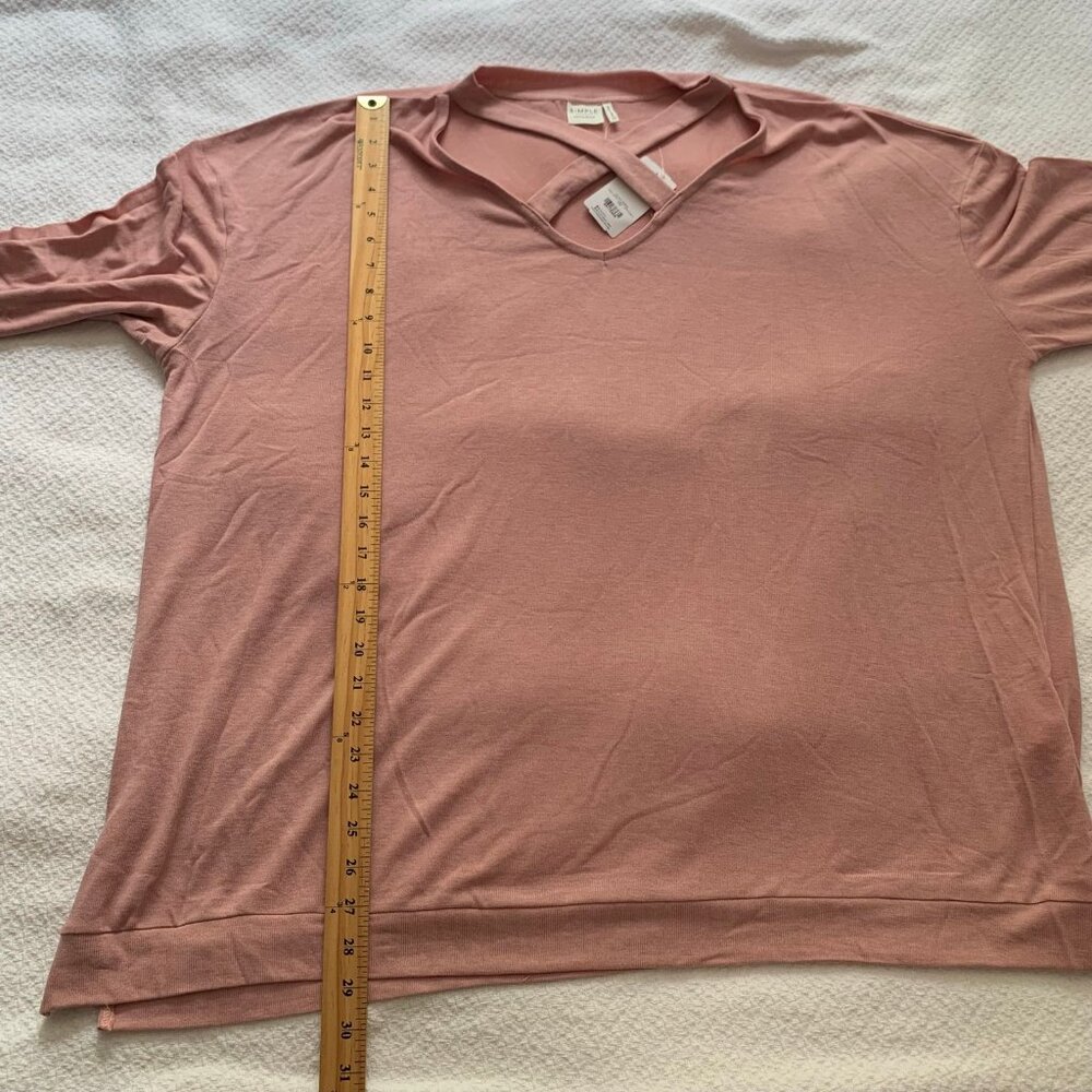NEW Suzanne Betro Top Women 4X Pink Crisscross V-Neck Smocked Cuff Long Sleeve - Picture 10 of 10